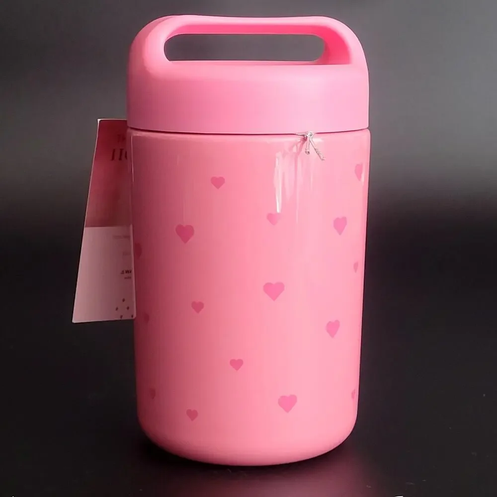 Paris Hilton 16 oz Pink Insulated Food Jar Shimmer Fairy Princess Hearts NEW‎